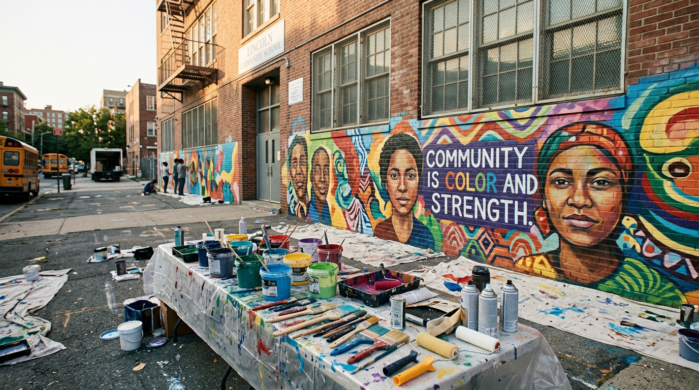 Connecting through color: Local schools, nonprofit unite for community mural - wabi.tv